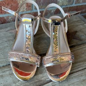 Nina Girls Rose Gold Sequin Dress Sandal with Heel